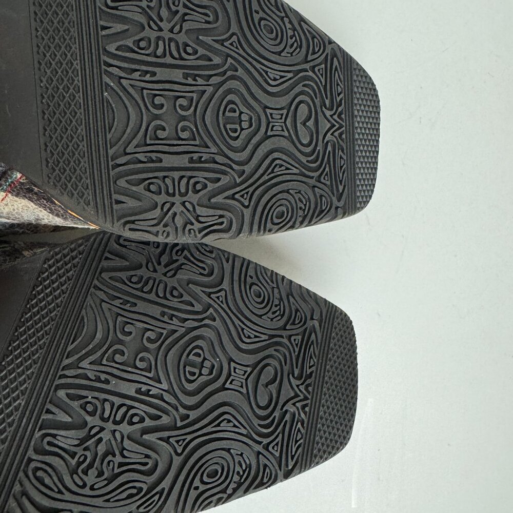 NWOT Gray Embossed Floral Buckle Leather Side Zip Loafer Bootie - Picture 13 of 14